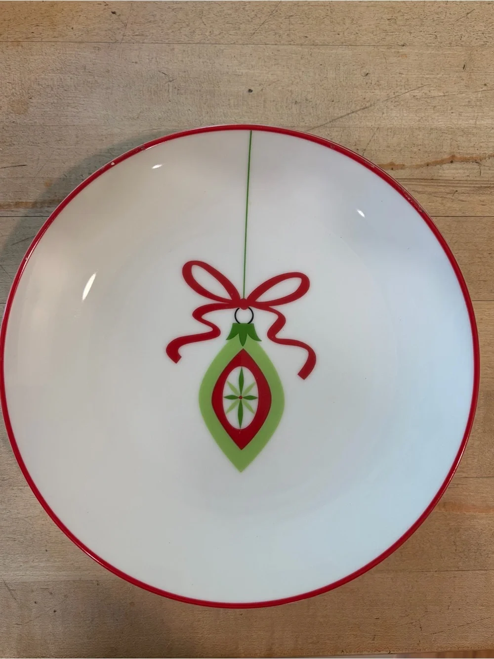 Crate & Barrel Holiday Christmas Ornament 8” Salad Dessert Plates Set of 8